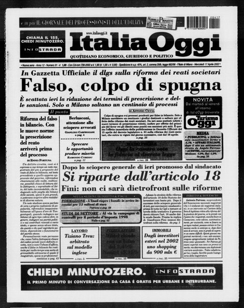 Italia oggi : quotidiano di economia finanza e politica